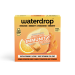 Narancs-sárga Waterdrop immunitás kockák csomagolása citrus grafikával.
